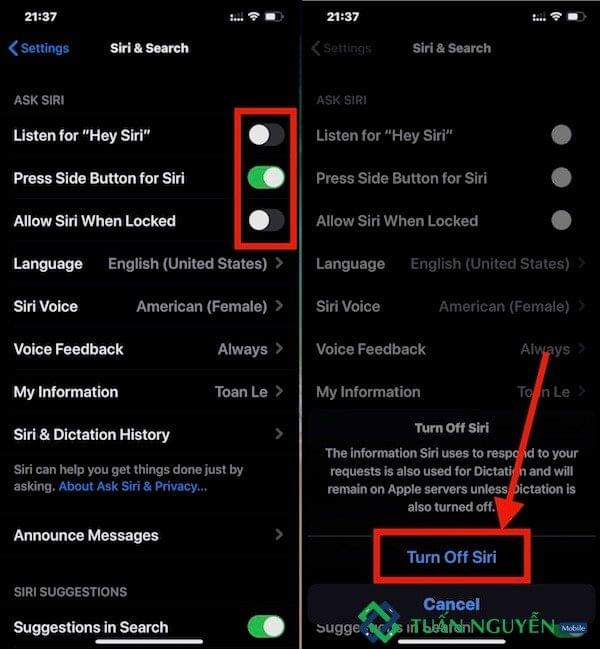 Tắt hẳn tính năng Siri