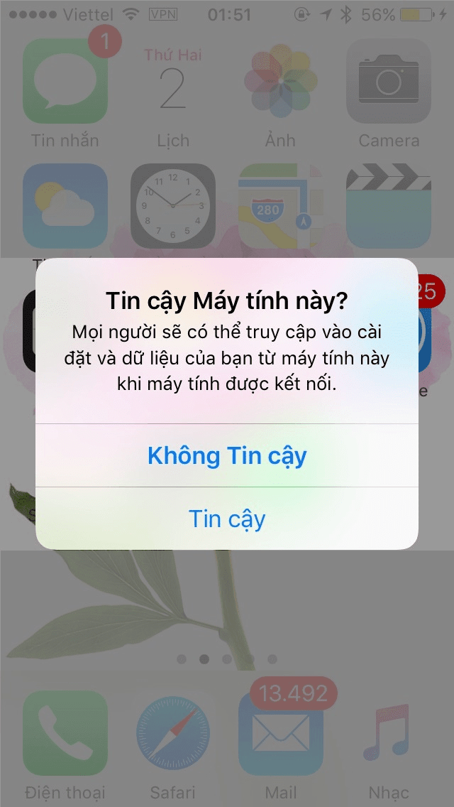 Chọn ‘Tin cậy’ để tiếp tục thực hiện khôi phục cài đặt 
