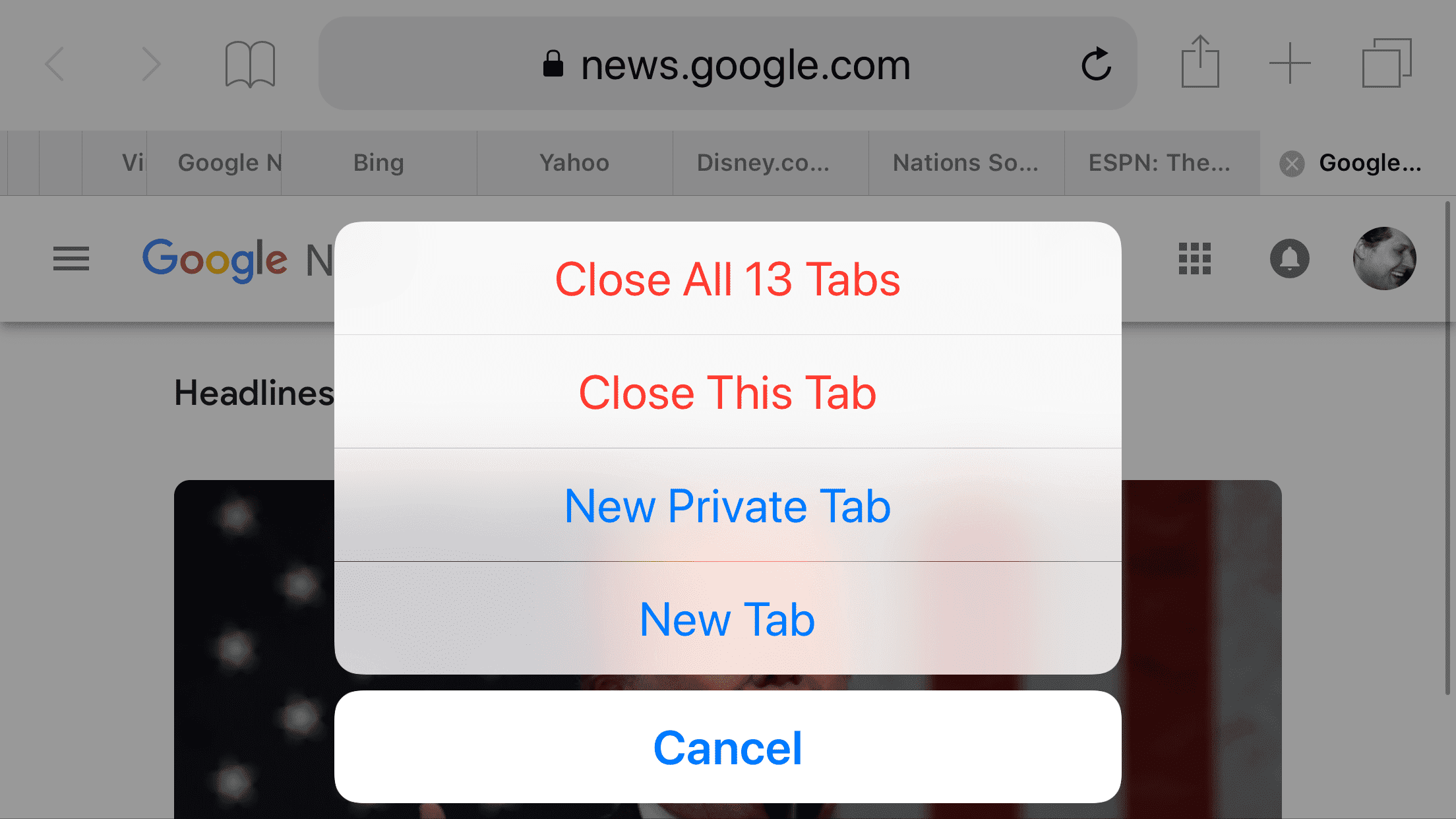 Đóng tất cả các tab trên Safari chỉ với một lần nhấn