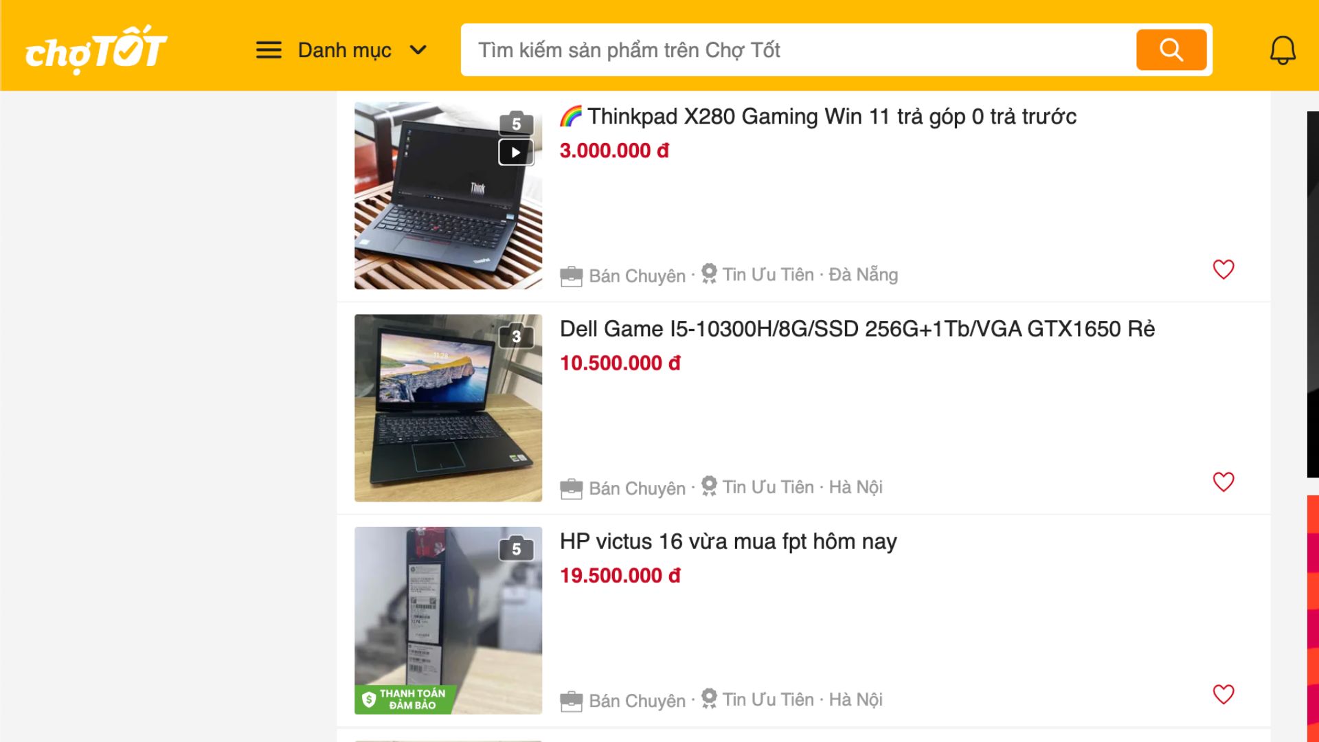 chợ tốt bán laptop gaming