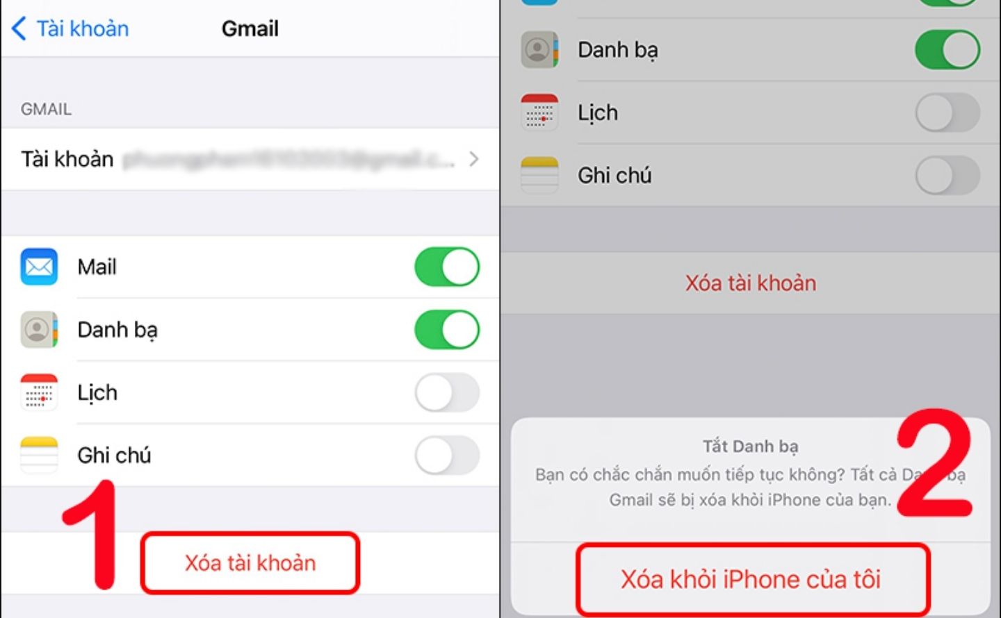 Cách xoá email trong iphone