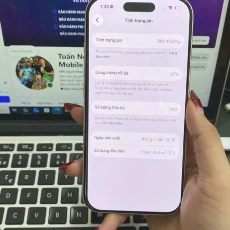 iPhone 17 Pro 512G Bạc tình trạng pin