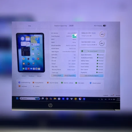 iPad Air 4 tình trạng pin 82% 382 chu kỳ No issues found