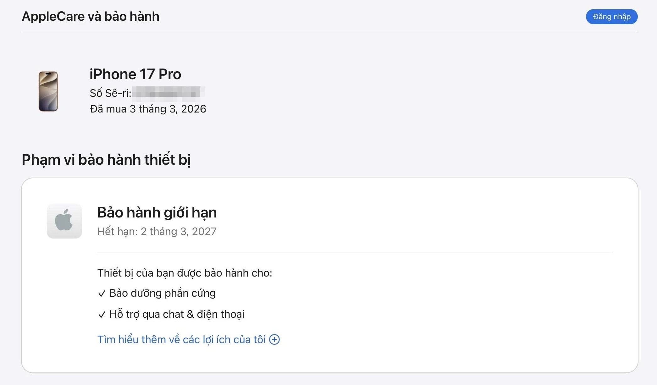 kiểm tra bảo hành iphone bằng số serial trên checkcoverage