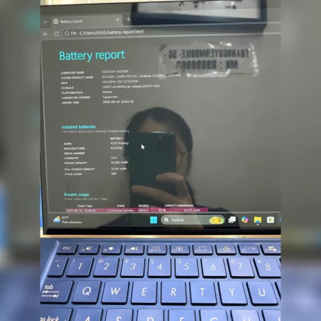 Laptop ASUS ZenBook UX334FAC tình trạng pin battery report