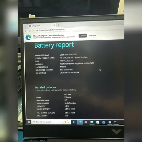 laptop-hp-victus-16-pin-battery-report Laptop HP Victus 16 tình trạng pin battery report