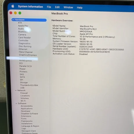 MacBook Pro 14 2021 thông tin phần cứng model MKGQ3SA/A 10 nhân